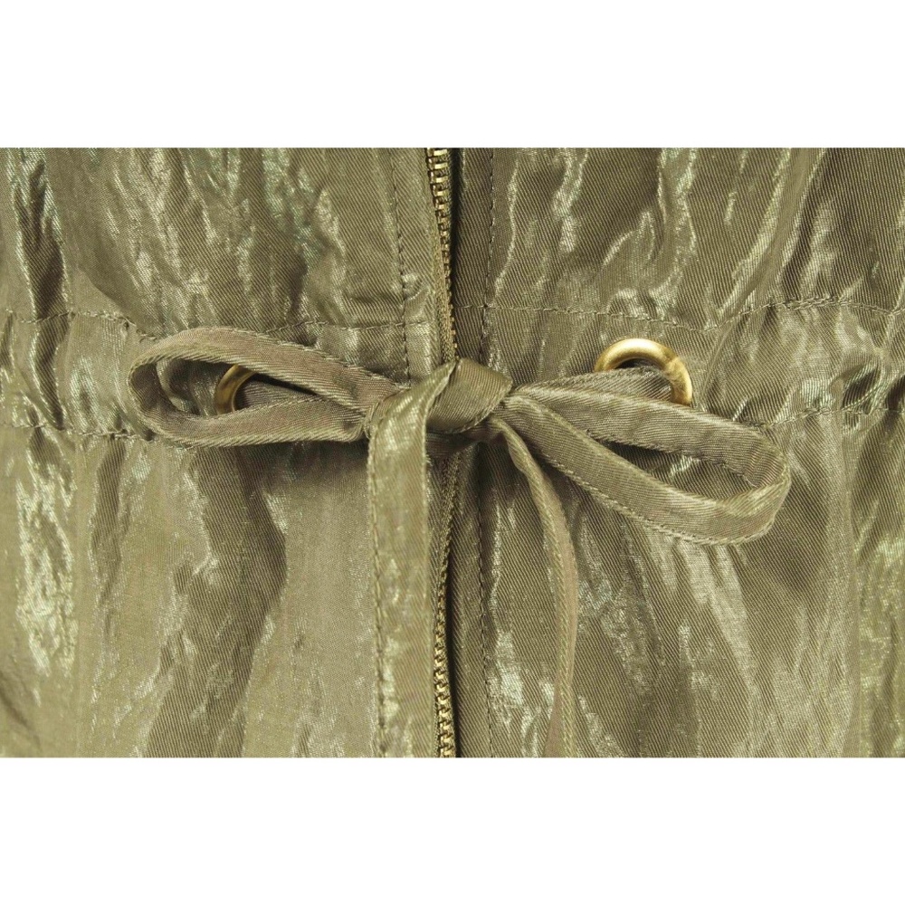 LINEA LOUIS DELL'OLIO Iridescent Olive Green Drawstring Anorak Coat Size M - Picture 4 of 6